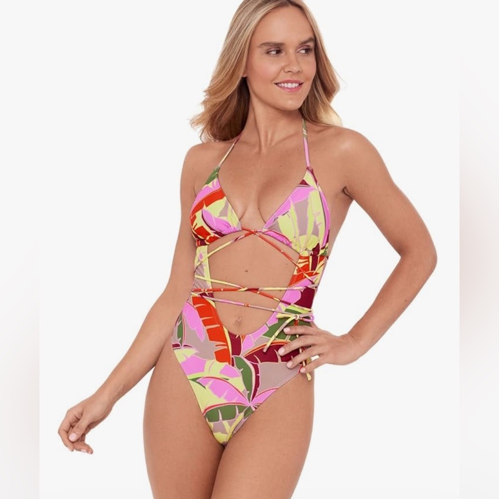 NWT Sports Illustrated Women's Cutout One Piece with Wrap Tie Detail Size L